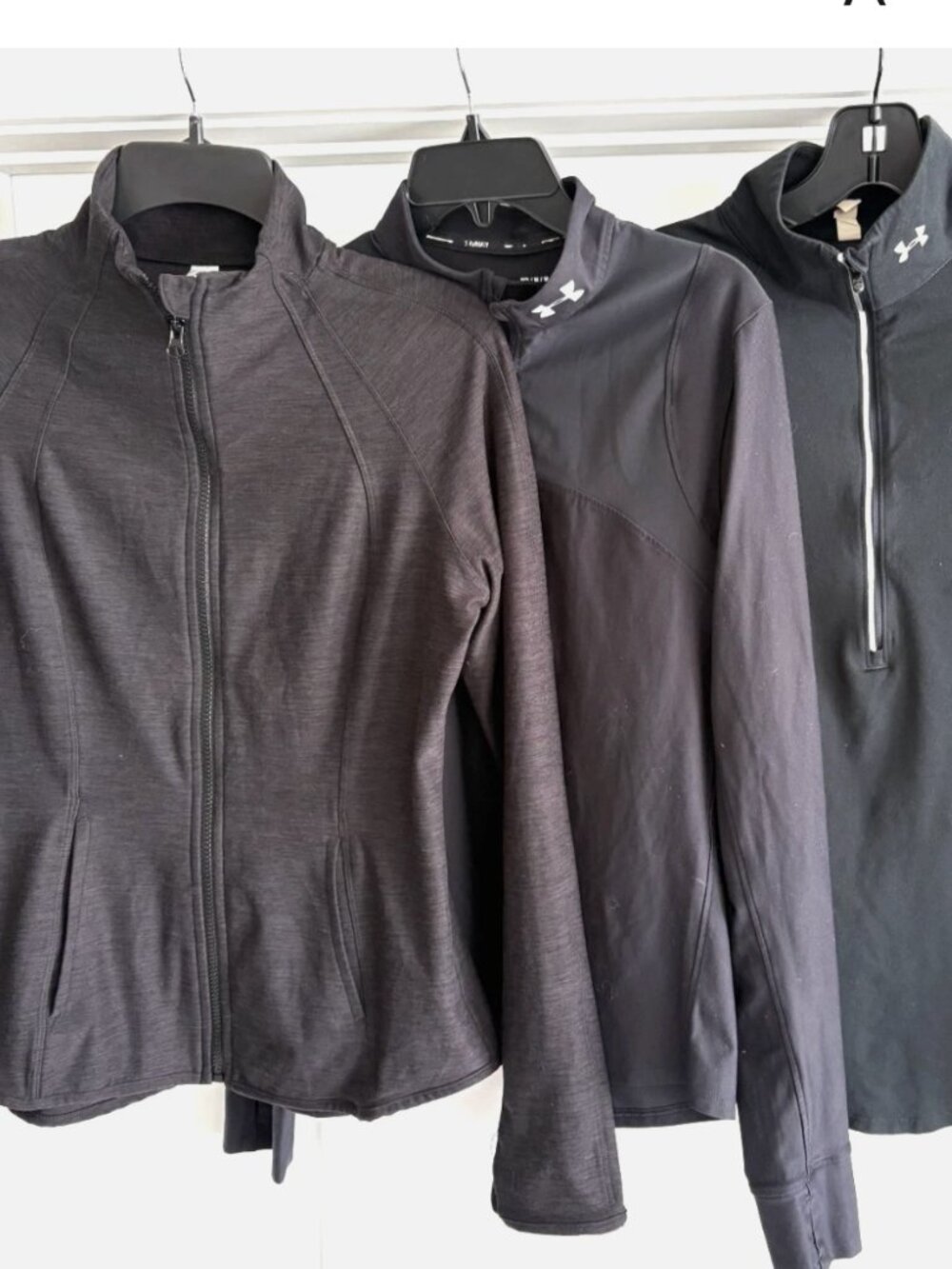 THREE!!! One YOGALICIOUS Full-Zip Jacket, Two UNDER ARMOUR fitness tops - Womens